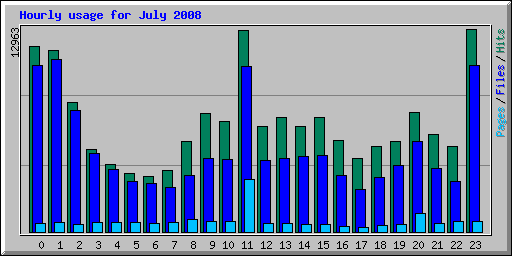 Hourly usage for July 2008